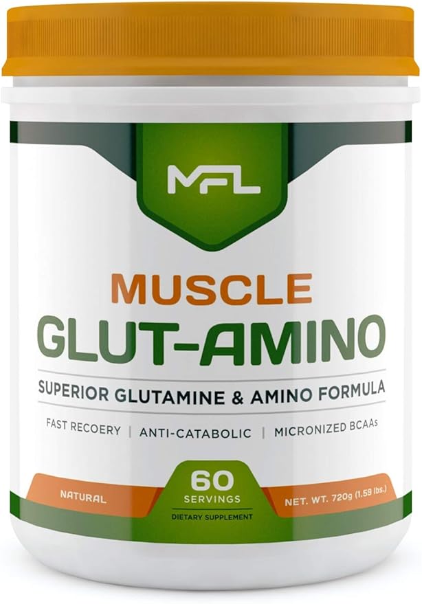 MFL Muscle Glut-Amino | Glutamine Complex | Amino Complex | 0 Sugar | Sweetened with Stevia | All-Natural | 60 Servings (Natural)
