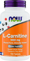 Now Supplements L-Carnitine 1000mg - 150 Tablets Value Size Supports Lean Muscle Growth Carnipure Non-GMO Kosher Ideal for Vegans Athletes and Energy Support