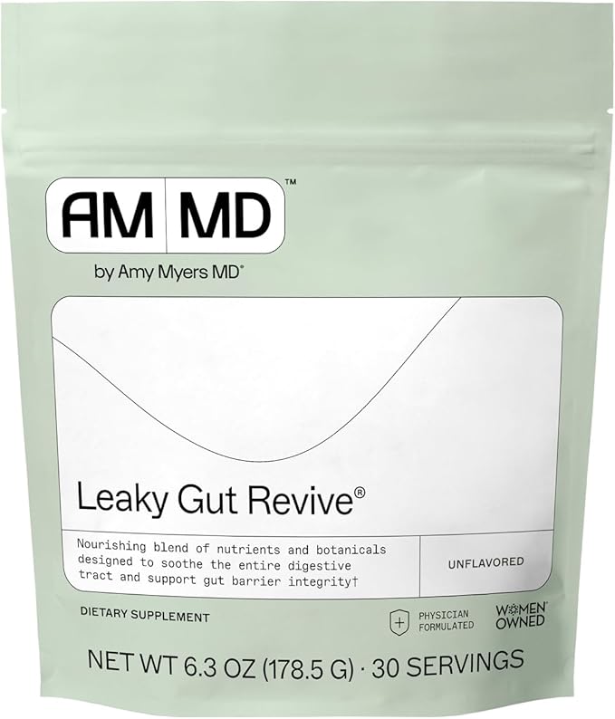 Amy Myers MD Leaky Gut Revive - Gluten-Free &amp Non-Dairy - Botanical Blend for Healthy Gut Support - GI Health Support with Prebiotic Fiber Slippery Elm Bark &amp Marshmallow Root - 6.3 oz (30 Se