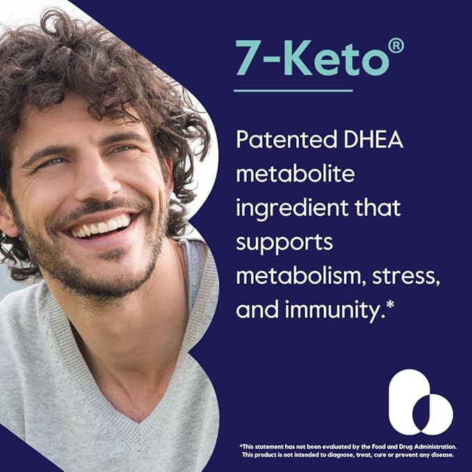 BESTVITE 7-Keto 100mg DHEA (60 Vegetarian Capsules) - No Stearates - Vegan - Non GMO - Gluten Free - Supports Energy Metabolism* - Easy to Swallow Capsules