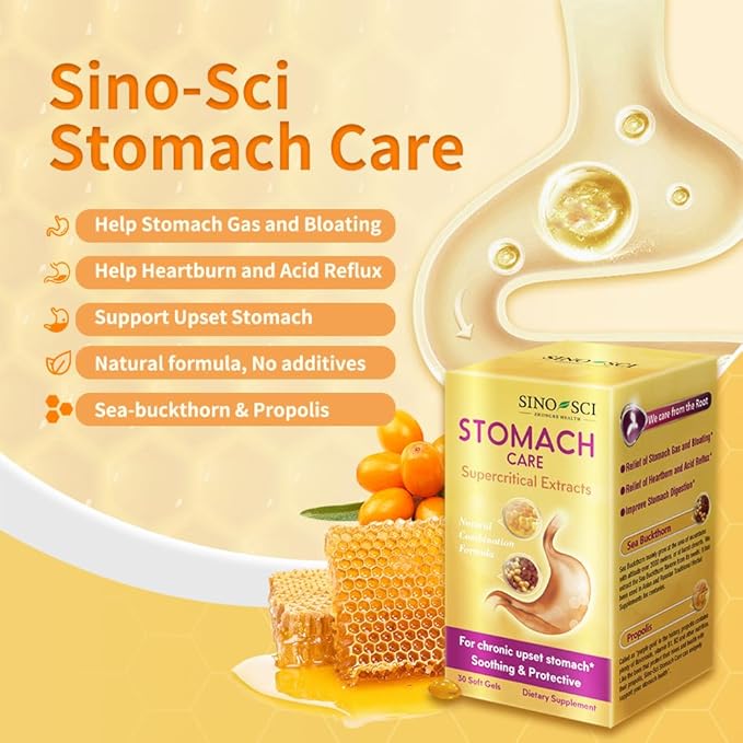 Stomach Care - Digestive Support Reduces Gas &amp Bloating Promotes Digestive Comfort 30 Caps (1 Bottle)
