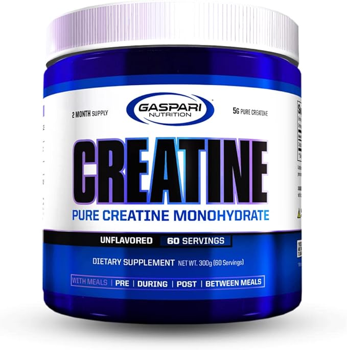 Gaspari Nutrition Pure Creatine Monohydrate 5g of Pure Creatine Boost Muscle and Size (Unflavored 60 Servings)