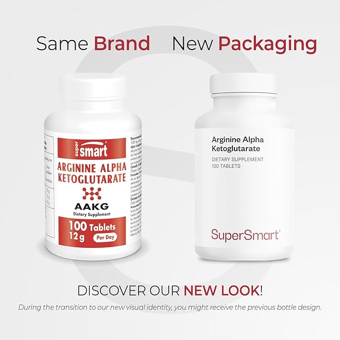 Supersmart - Arginine Alpha Ketoglutarate (AAKG) 12 g Per Serving - Amino Acid Boost Immune System - Support Healthy Cardiovascular System &amp Muscle Mass | Non-GMO &amp Gluten Free - 100 Tablets