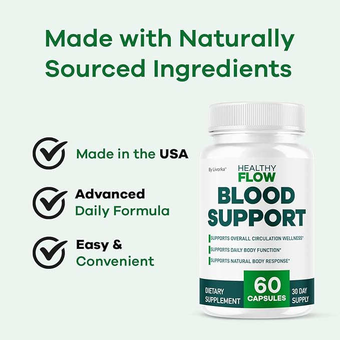 (2 Pack) Healthy Flow Blood Support - HealthyFlow Support Supplement Capsules Daily Premium Advanced Formula Pills - Maximum Strength Vitamins for Overall Health &amp Wellness 120 Capsules for 2 Mo