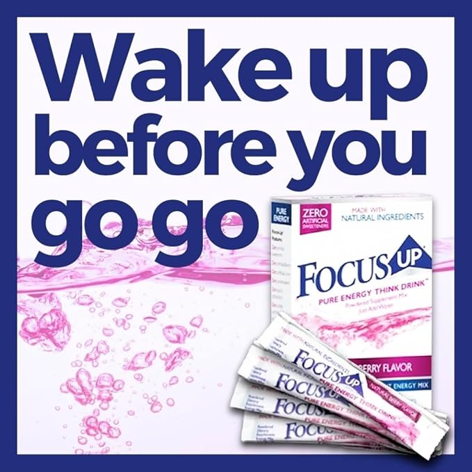 FocusUP Think Drink – Natural Energy &amp Focus Supplement Powder with Acetyl L-Carnitine Rhodiola DMAE &amp Huperzine-A | Brain Support Mental Clarity &amp Smooth Energy | 12 Sugar-Free Stick P