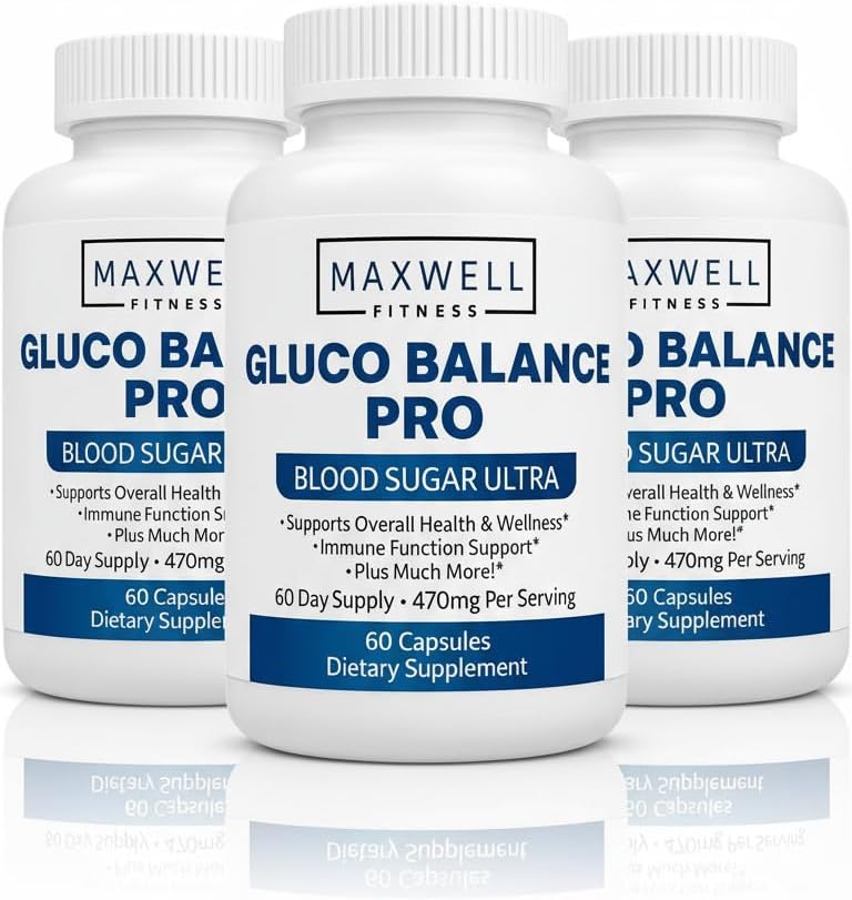 GlucoBalance Pro - Made in USA - Natural Formula to Maintain Healthy Levels Energy Management Daily Needs Formula Blood Balance Formulation 180 Capsules (3)