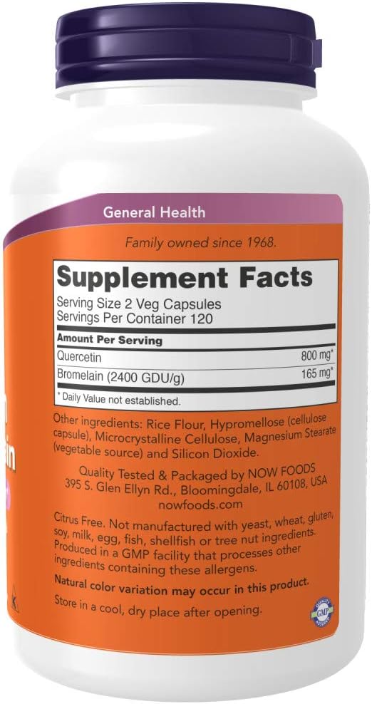 NOW Foods Quercetin with Bromelain 240 Vegetable Capsule (2 Pack)