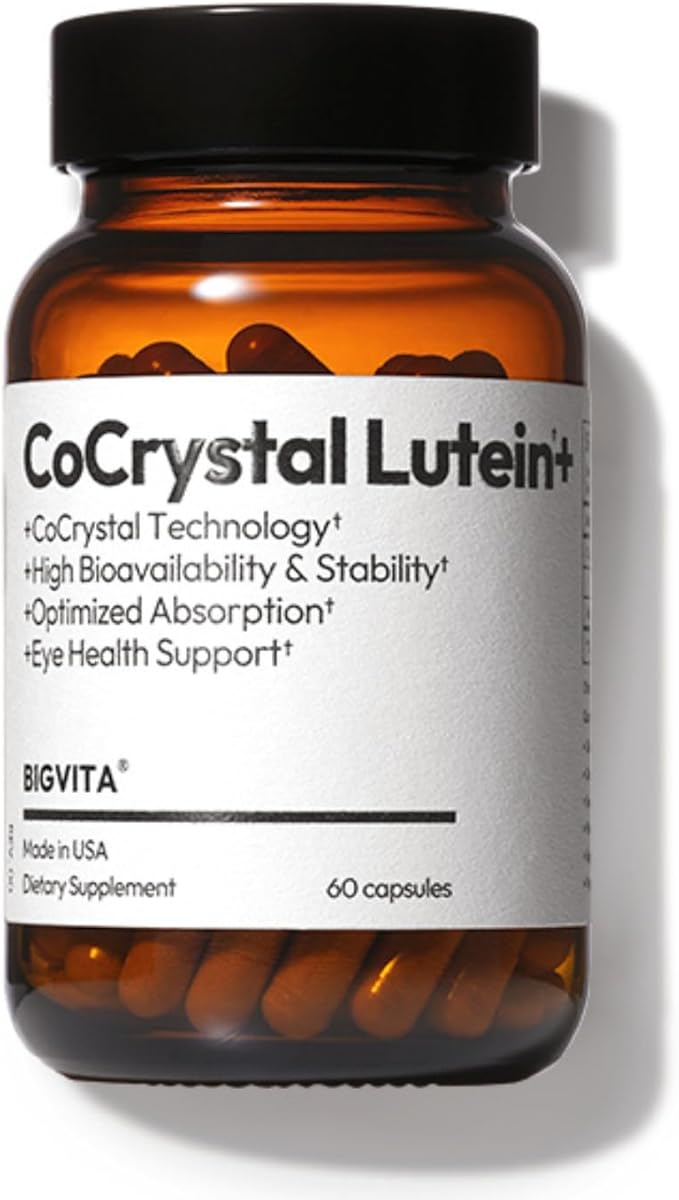 BIGVITA CoCrystal Lutein + | 3-in-1 Eye Support Fast-Absorbing Lutein Zeaxanthin &amp Astaxanthin | Blue Light Defense Visual Clarity &amp Eye Fatigue Relief | High Bioavailability Vitamins | 60