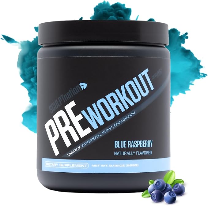 Sculpt Nation by V Shred PreWorkout - Premium Pre Workout Powder with Amino Acids for Ultimate Performance Endurance and Energy Support Blue Raspberry - 30 Servings