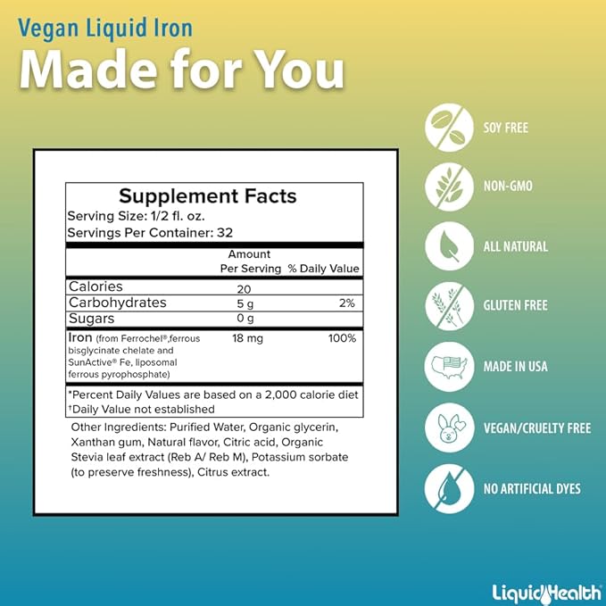 LIQUIDHEALTH Prenatal Baby Booster Pregnancy Vitamin Bundle - Vegan Women's Prenatal/Postnatal Multivitamin with SunActive &amp Ferrochel Iron Folate Whole Foods - Made in the USA 100% Vegan (Bund