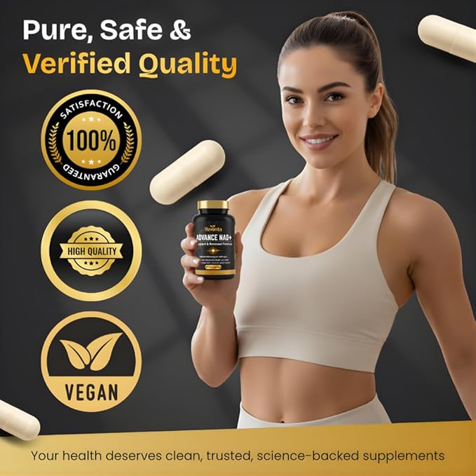 NAD+ Supplement with Nicotinamide – Advanced NAD Booster Supplement for Cellular Energy &amp Longevity – NAD Plus Supplement Capsules for Men &amp Women–60 Vegan NAD Capsules