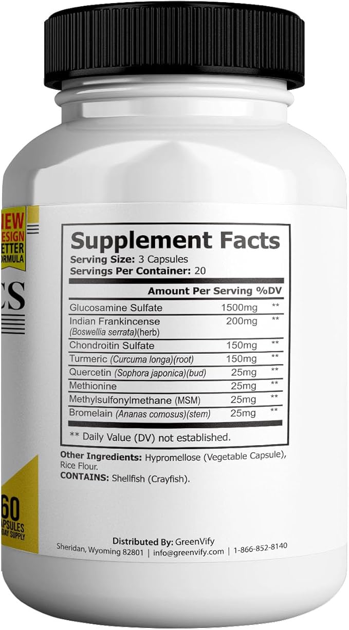 Bodi Dynamics Gold Max Joint Genie Extra Strength Joint Support Supplement 1500mg Glucosamine 60 Capsules 20 Day Supply (3)