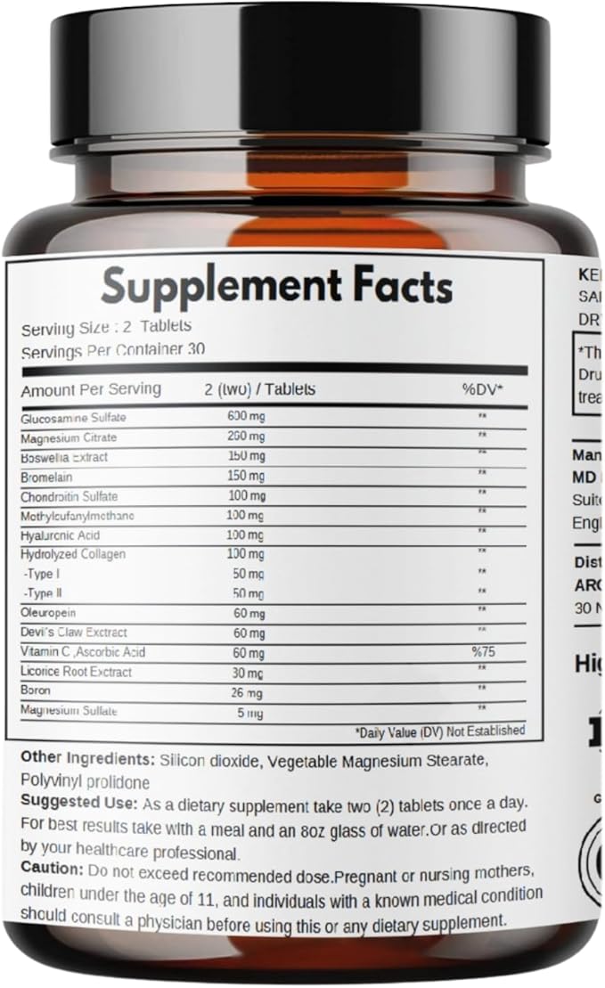 aromel Glucosamine Chondroitin | Turmeric | Msm | Joint Support | Supplement for Relief | 60 Tablets | for | Bones | Back | Knees | Hands