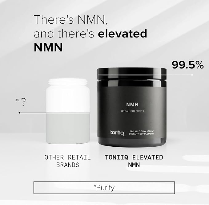 Toniiq Ultra High Purity NMN Powder - 100 Grams - 99.5% Highly Purified and Highly Bioavailable - Fully Stabilized Formula - Supports NAD+ Levels - Nicotinamide Mononucleotide Powder Supplement