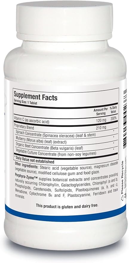 BIOTICS RESEARCH Porphyra-Zyme - Concentrated Chlorophyll &amp Porphyrin Supplement Botanical Detox Support with Chlorophyllin &amp Phytonutrients - 90 Tablets