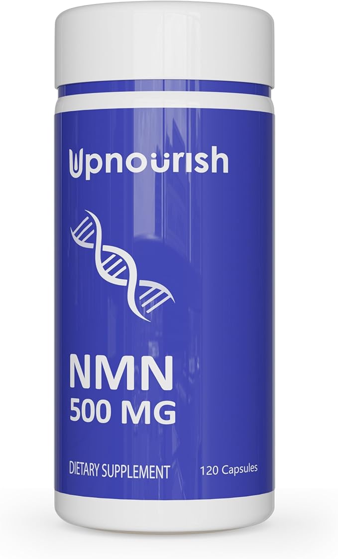UpNourish NMN 500mg 120 Capsules - Beta Nicotinamide Mononucleotide NAD Supplement - Nicotinamide Riboside Alternative for Women &amp Men