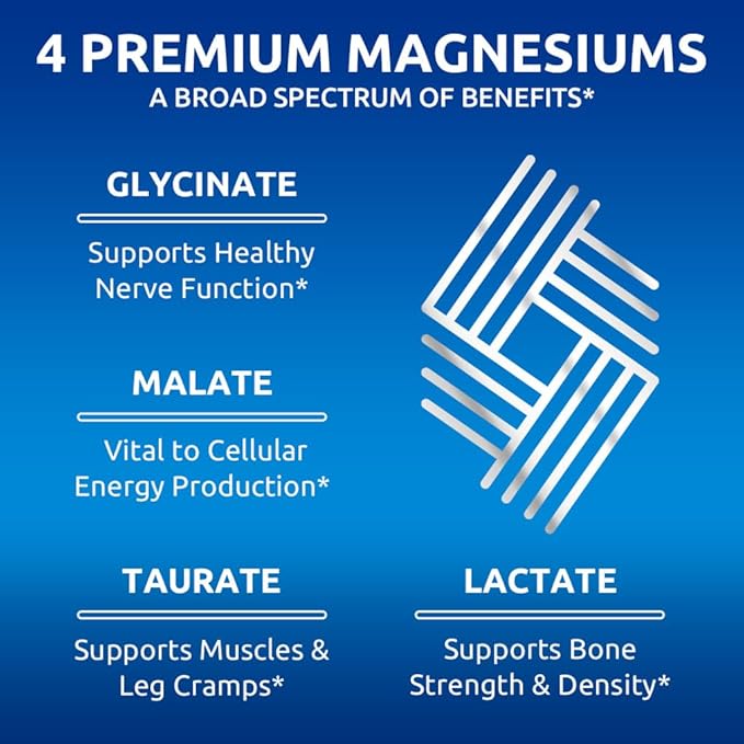 Zentastic Magnesium Complex - 240 Magnesium Capsules - Chelated Magnesium Glycinate Malate Taurate &amp Lactate - Support Bones Muscles