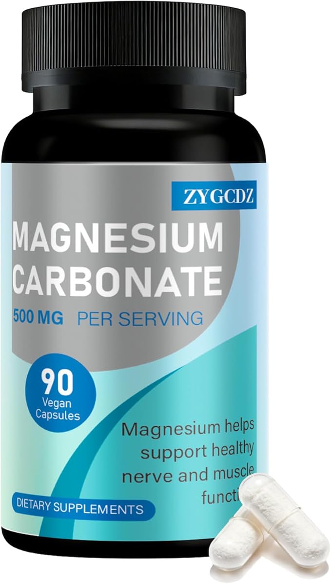 Magnesium Carbonate 500mg 90 Capsules | High Absorption Magnesium Supplement for Muscle Nerve &amp Digestive Support | Promotes Metabolism &amp Overall Health | Vegan Non-GMO Gluten Free (01)