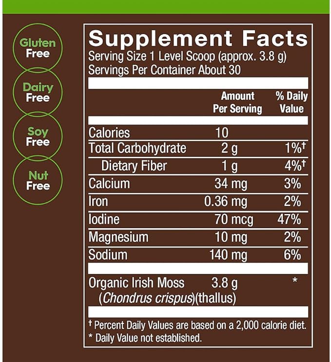 Organic Sea Moss Powder a Marine Algae Superfood (4 oz./30 Servings)