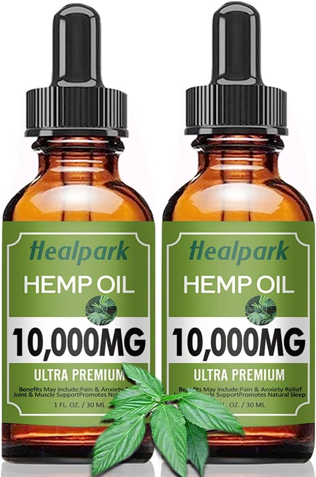 (2 Pack 10000mg) Hemp Oil - Natural Hemp Seed Extract Hemp Drops Rich in Vitamin &amp Omega 3 6 9