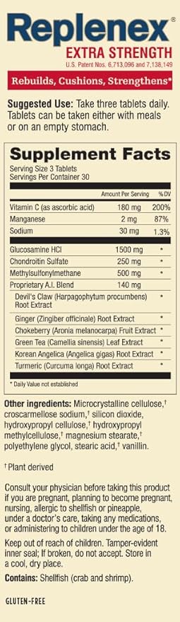 Melaleuca Replenex Rebuilds Joint Health. Glucosamine. Calcium. (90 Tablets)