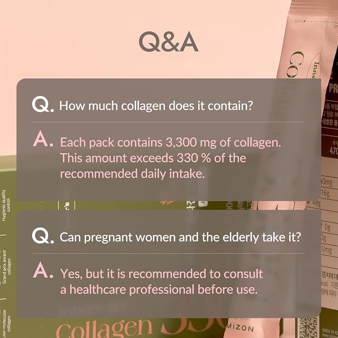 MIZON INNERSBIT Collagen Jelly 3300(14 Sticks) Vegan Korean Collagen Jelly Snack with Vitamin C Hyaluronic Acid Biotin &amp Glutathione Edible Collagen Supplement for Skin Halal Certified