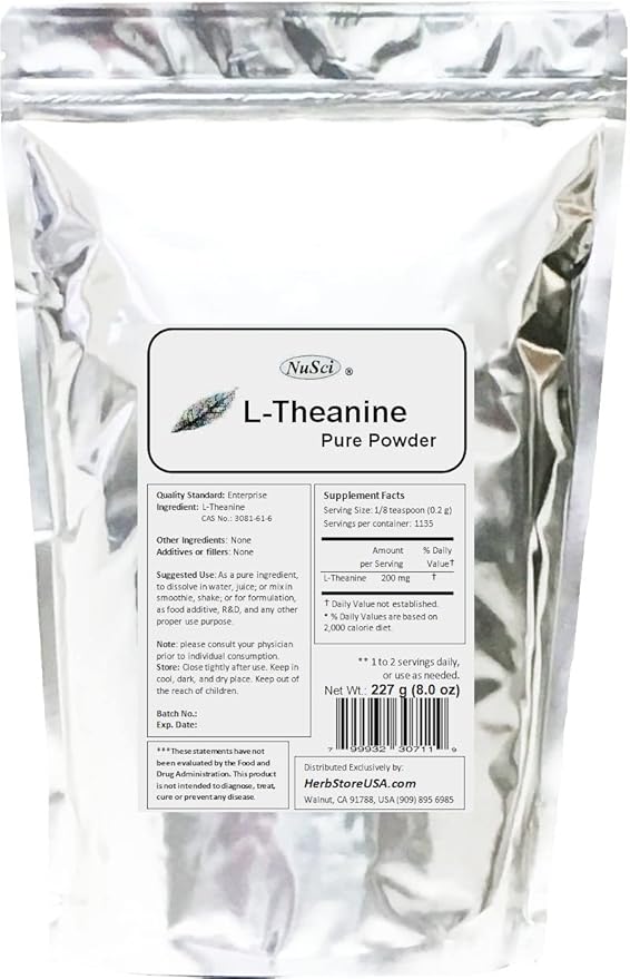 L-Theanine Pure Powder (227 Grams (8.8 oz))
