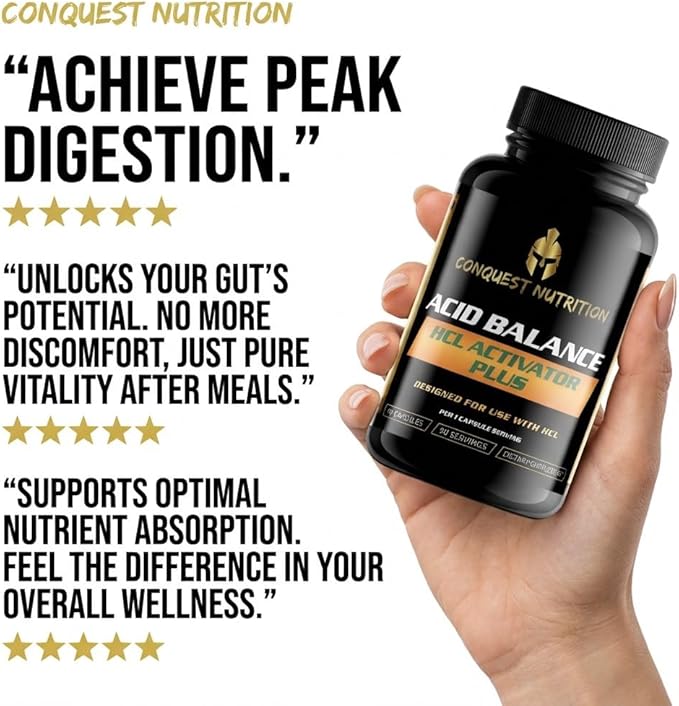 Acid Balance HCL Activator 90 Capsules Pepsin Digestive Enzyme Health Supplement Non-GMO Gluten-Free Vegan Nutrient Indegestion Support