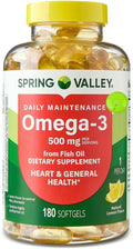 SUREFECT Spring Valley Omega-3 500 mg from Fish Oil Softgels - 180 Count Lemon Flavor Organizer