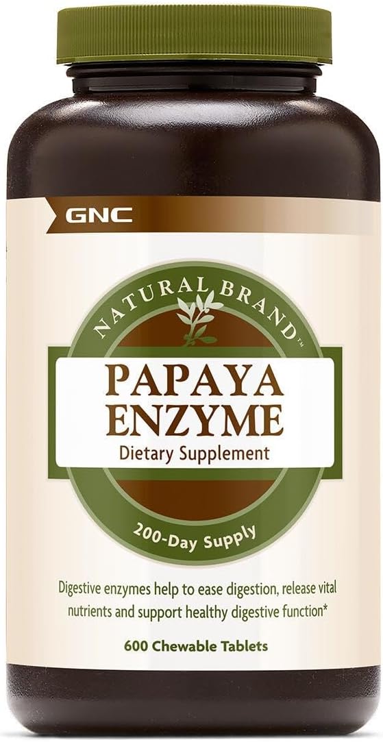 GNC Natural Brand Papaya Enzyme 600 chewable Tablets