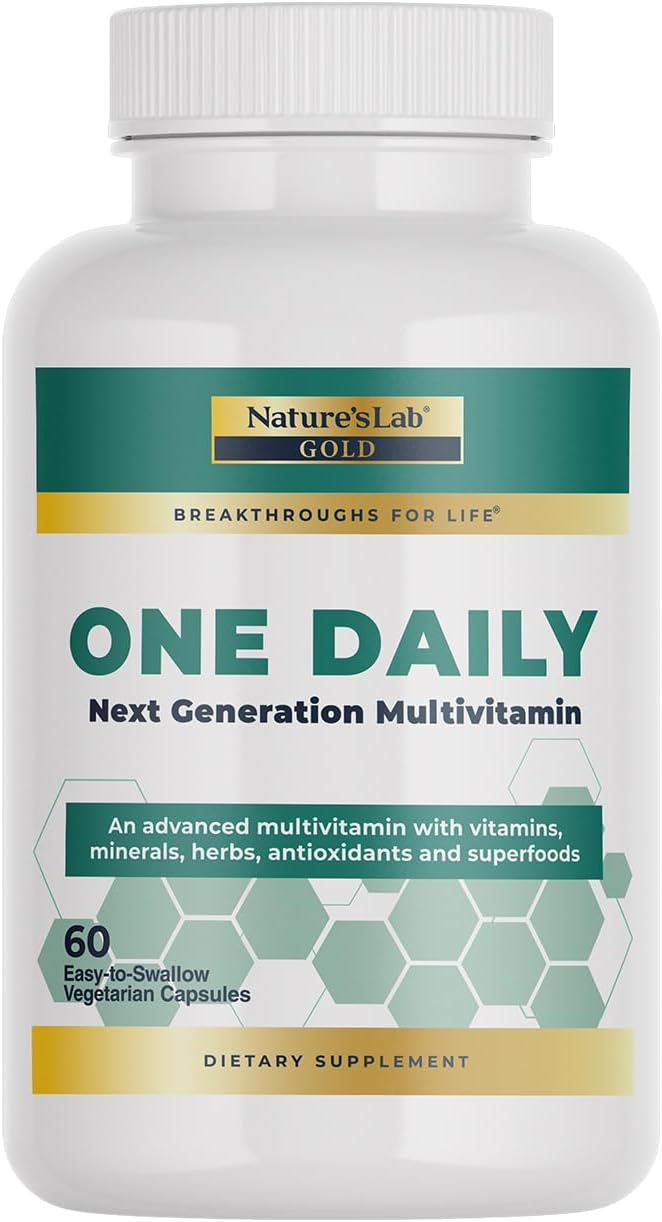 Nature's Lab Gold One Daily Multivitamin - Contains 19 Essential Vitamins &amp Minerals including Vitamin C D3 &amp Zinc - 60 Capsules (2 Month Supply)