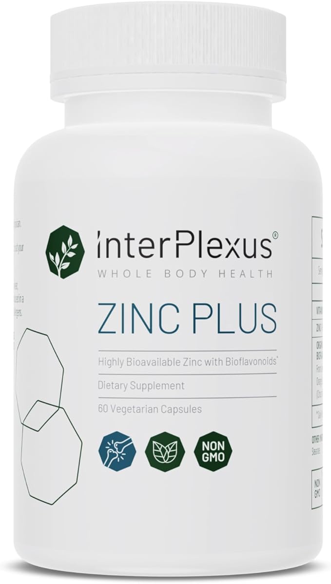 InterPlexus Zinc Plus - Zinc with Vitamin C and Organic Citrus Bioflavanoids to Support a Healthy Immune System - Gluten Free Dairy Free Soy Free - 60 Capsules (60 Servings)