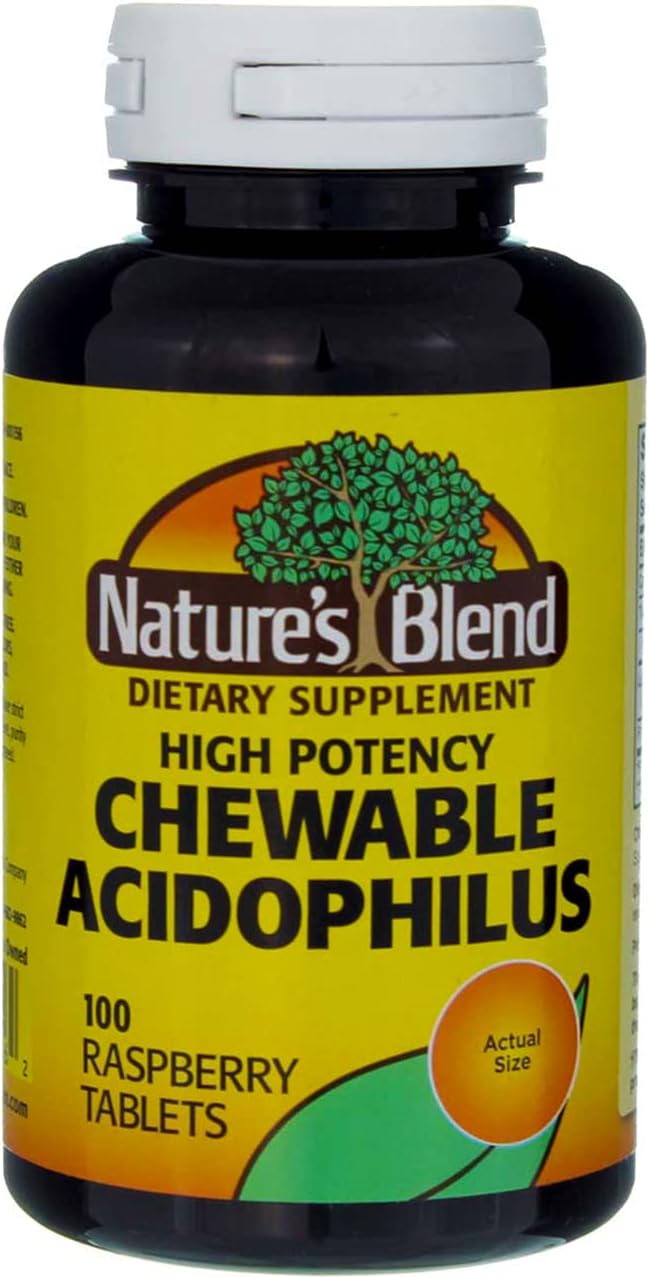 Nature's Blend Acidophilus Chewable Raspberry Flavor - 100 Tablets Pack of 4
