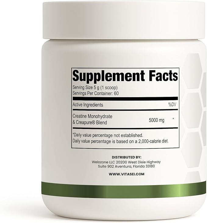 VITASEI Creacode – Pure Creatine Monohydrate Powder Powered by Creapure® – Supports Strength Power &amp Muscle Recovery 10.58 oz