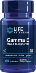 Life Extension Gamma E Mixed Tocopherols Healthy Aging Vitamin E Supplement Enhanced with Sesame lignans Gluten-Free Non-GMO 60 softgels
