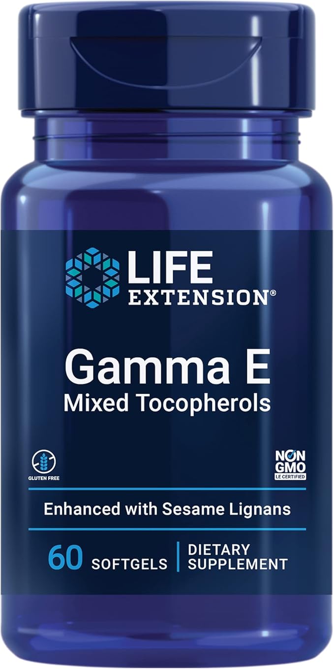 Life Extension Gamma E Mixed Tocopherols Healthy Aging Vitamin E Supplement Enhanced with Sesame lignans Gluten-Free Non-GMO 60 softgels
