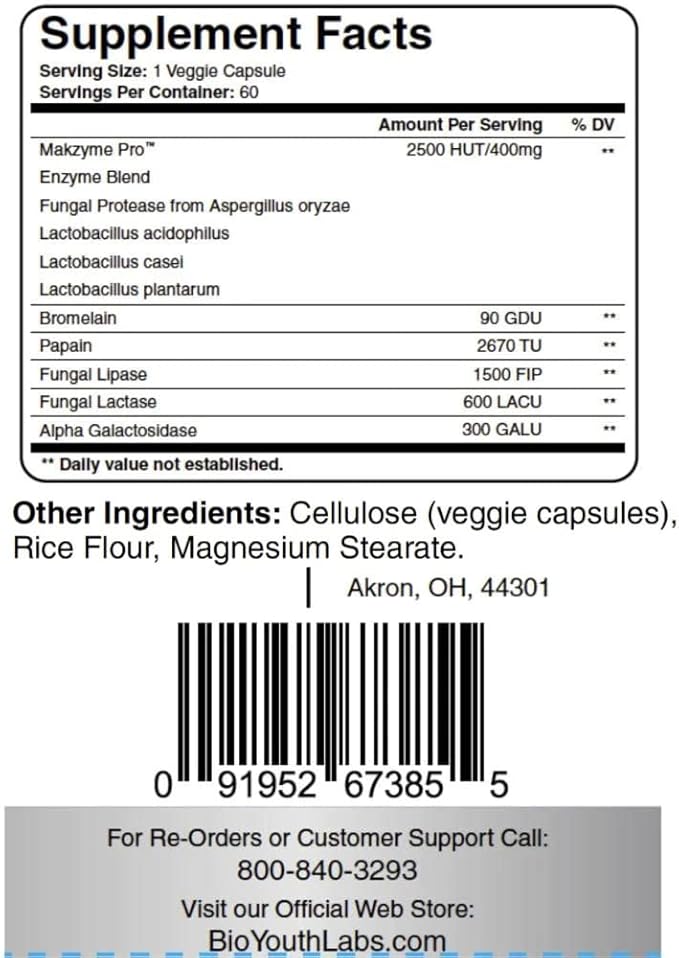 Labs Natural Digestive Enzymes &amp Probiotic Supplement for Adults 180 Capsules - Nutritious Blend of Digestive Enzymes &amp Advantage Probiotic for Digestion &amp Digestive Health.