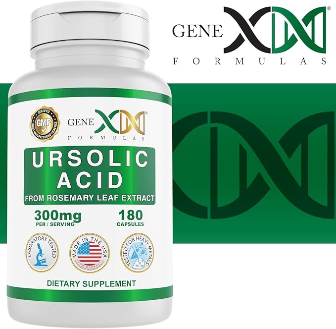 Genex Formulas Ursolic Acid 300mg (180 Capsules) Ursolic Acid Sourced from Rosemary Extract - Non-GMO Gluten Free Vegetarian