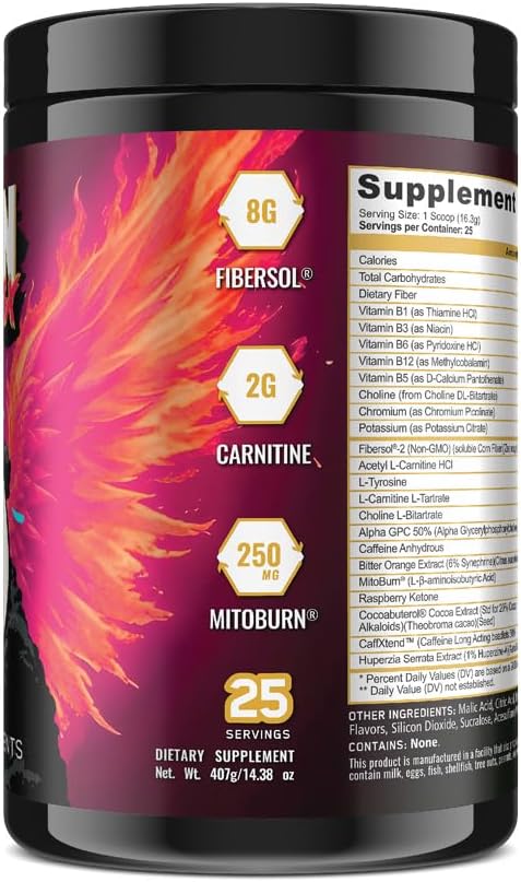 Underground Bio Labs: Panda Burn MAX Enhance Your Strength Energy Focus with Dual Source Caffiene (350mg) Alpha GPC and MitoBurn®(Dragonfruit Watermelon)(25 Servings)