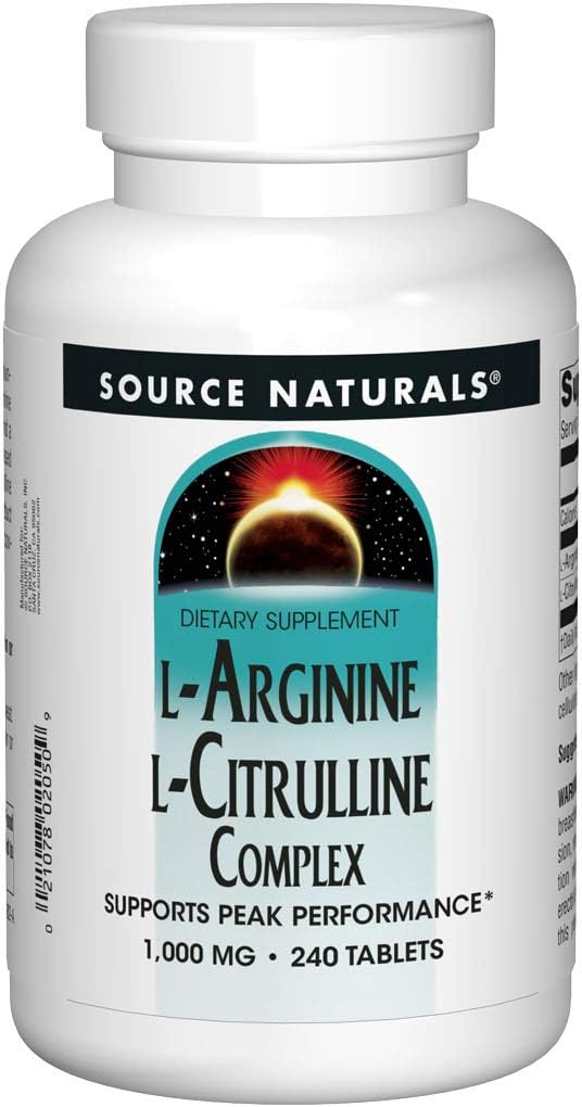 Source Naturals L-Arginine L-Citrulline Complex Essential Amino Acid Supplement Supports Peak Performance* 1000 mg - 240 Tablets