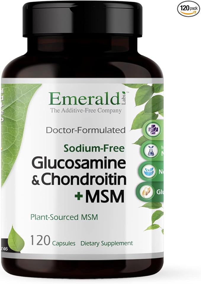 Emerald Labs Glucosamine &amp Chondroitin with MSM - Bone Health &amp Joint Health Supplement - Gluten-Free - 120 Capsules (30-Day Supply)