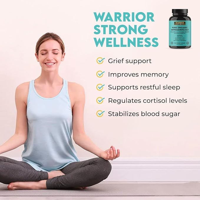Pure Organic Ashwagandha Capsules with Bioperine - 2400 mg - 120 Capsules - Healthy Stress Response and Mood Boost Immune Health Better Sleep