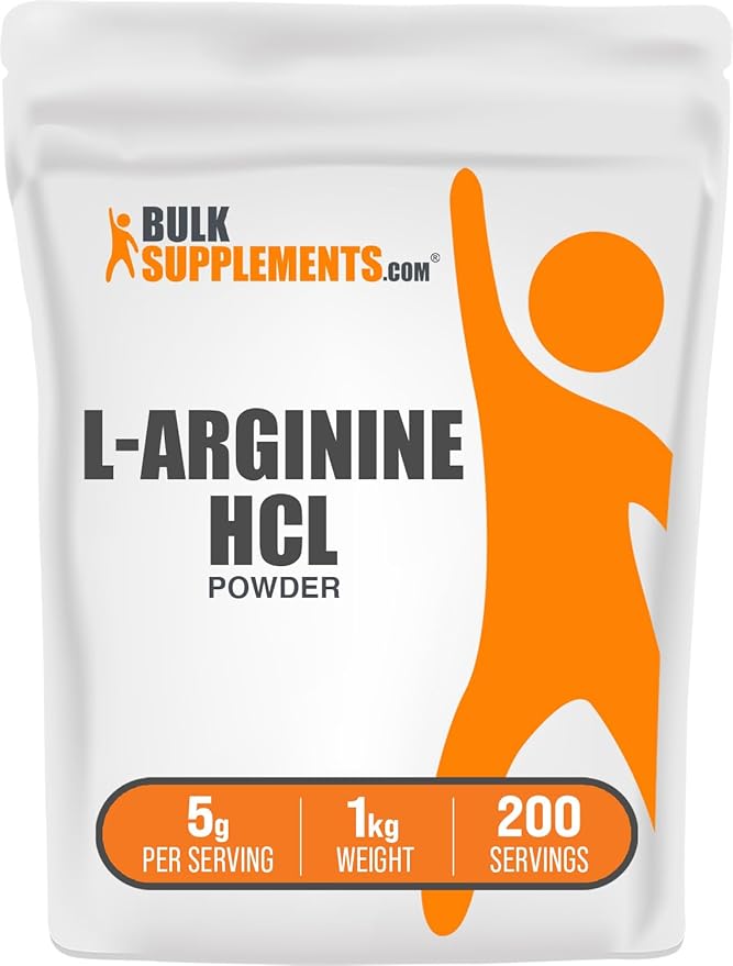 BulkSupplements.com L-Arginine HCl Powder - Nitric Oxide Supplement Arginine Powder - Unflavored &amp Gluten Free 5g per Serving 1kg (2.2 lbs) (Pack of 1)