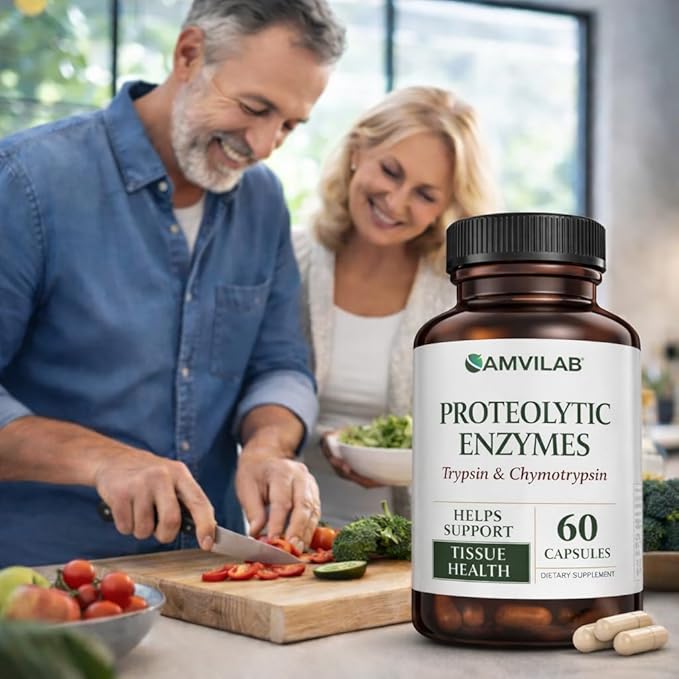 Proteolytic Enzymes | Trypsin &amp Chymotrypsin – Advanced Digestive Enzyme Supplement for Woman&ampMen - Digestive Enzymes for Protein Breakdown Immune &amp Circulatory Health - 60 Capsules