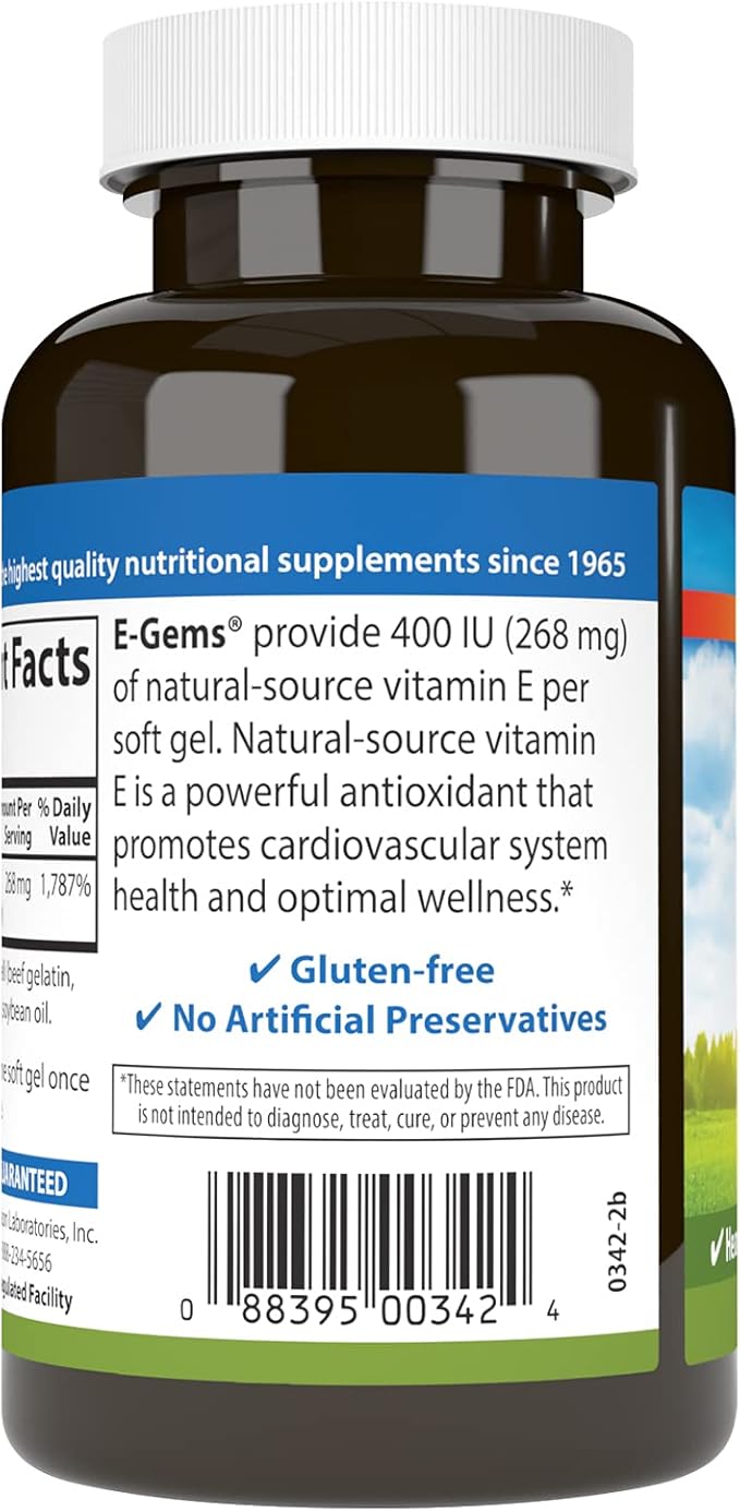 Carlson - E-Gems 400 IU Heart Health &amp Optimal Wellness Antioxidant 200 soft gels