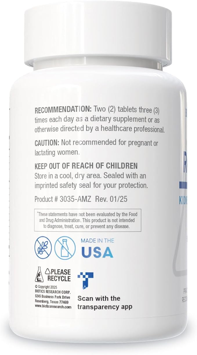 Biotics Research Renal Plus – Botanical Glandular and Nutritional Support for Optimal Renal Function. Kidney Health &amp Supports Urological Function –Ulva ursi Buchu Leaf Echinacea Cranberry–180