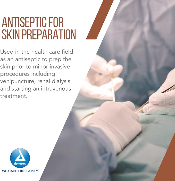 Dynarex Povidone-Iodine Prep Solution Antiseptic Solution for Skin and Mucosa Ideal for Surgical Site Preparation Contains Povidone Iodine 10%1 Case of 24 8 fl. oz. Bottles (Packaging May Vary)