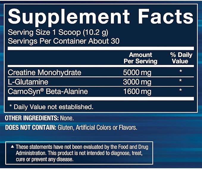 BodyTech Creatine + Glutamine with Beta Alanine Powder Supports Training &amp Recovery Pre Workout &amp Post Workout Supplement for Men &amp Women Unflavored Gluten Free 10.8 Oz 30 Servings
