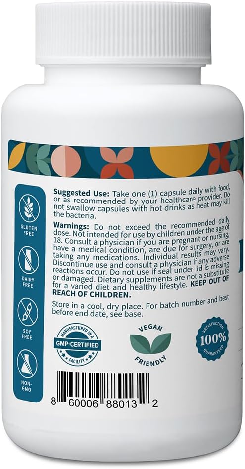Pattern Wellness Probiotic Supplement - 51 Billion CFU - Supports Digestive Balance &amp Gut Wellness - Mindfully Sourced Non-GMO - 30 Vegan Capsules