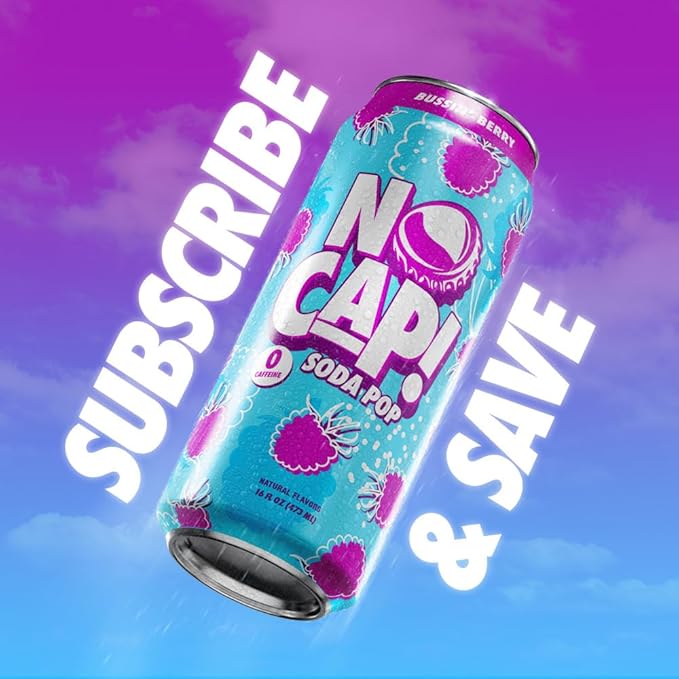 No Cap Soda Pop Bussin Berry 16 fl oz (Pack of 12)